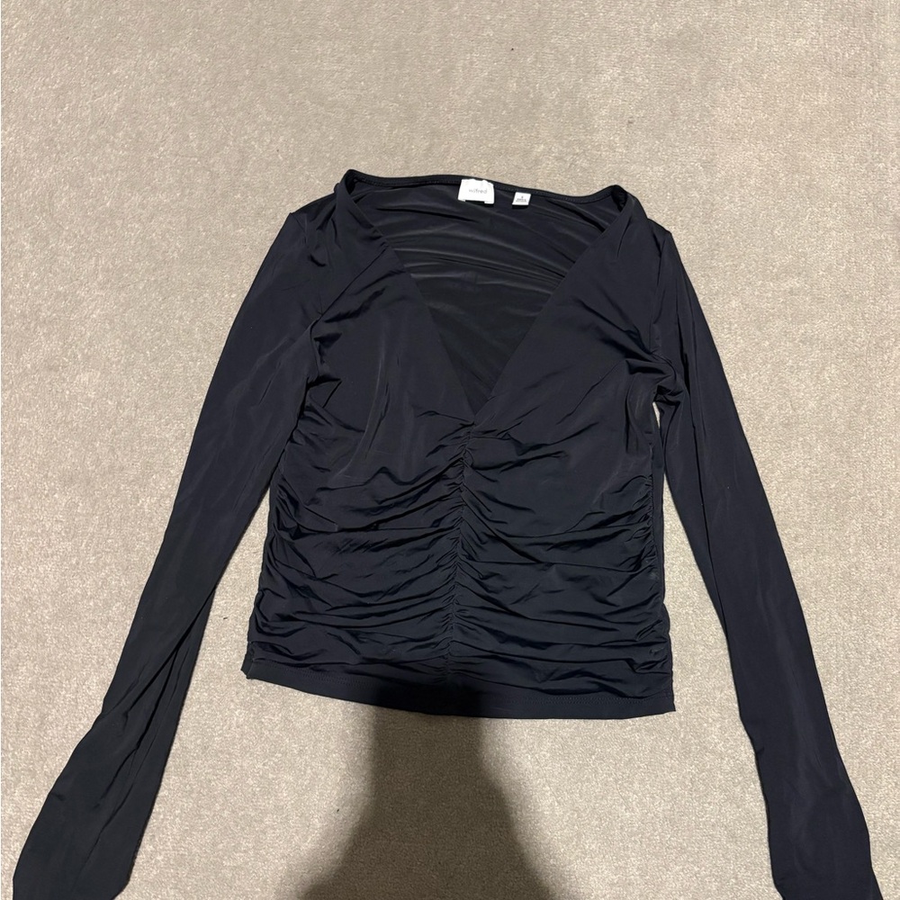 Wilfred Black Ruched Long Sleeve Blouse